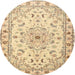 Round Traditional Brown Gold Persian Rug, tr2045