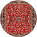 Round Traditional Orange Salmon Pink Persian Rug, tr2046