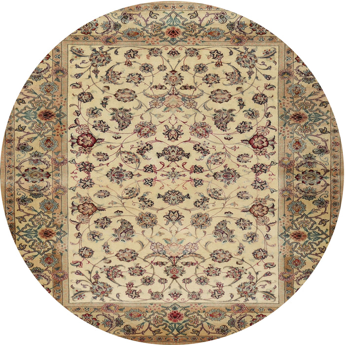 Round Traditional Sienna Brown Persian Rug, tr2047