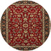 Square Machine Washable Traditional Orange Brown Rug, wshtr2048