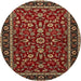 Round Traditional Orange Brown Persian Rug, tr2048