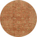 Round Traditional Orange Red Persian Rug, tr2049