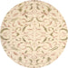 Round Traditional Golden Blonde Gold Persian Rug, tr2050