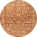 Round Traditional Orange Persian Rug, tr2051