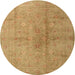 Round Traditional Yellow Persian Rug, tr2054