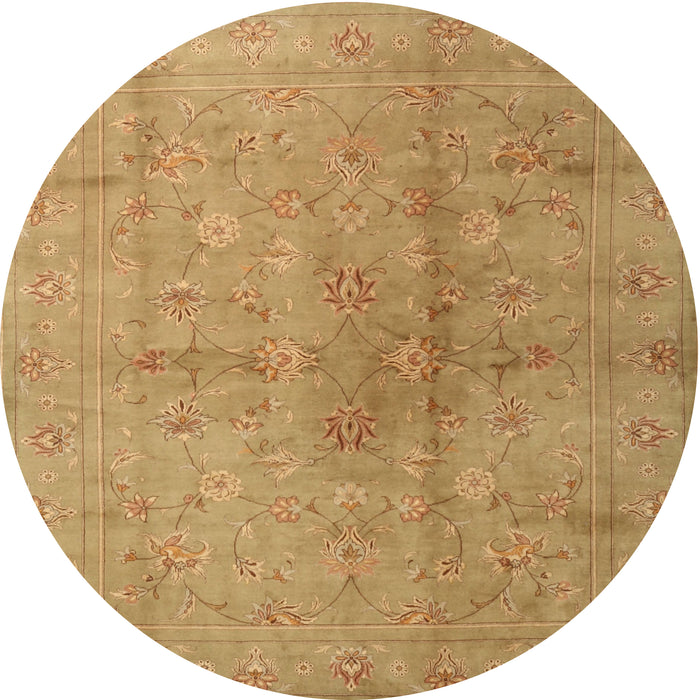 Square Machine Washable Traditional Yellow Rug, wshtr2054