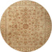 Round Traditional Sand Brown Persian Rug, tr2055