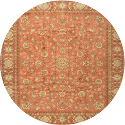 Round Traditional Orange Persian Rug, tr2056