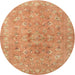 Square Machine Washable Traditional Orange Rug, wshtr2057