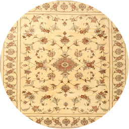 Round Traditional Mustard Yellow Persian Rug, tr2058