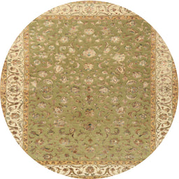 Round Traditional Metallic Gold Persian Rug, tr2060