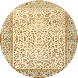 Round Traditional Gold Oriental Rug, tr2064