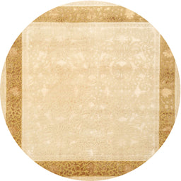 Square Machine Washable Traditional Sun Yellow Rug, wshtr2066