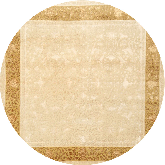 Round Traditional Sun Yellow Persian Rug, tr2066