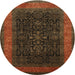 Round Traditional Red Persian Rug, tr2067