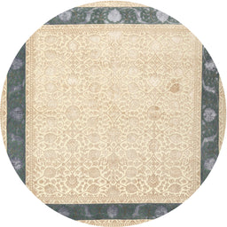 Square Machine Washable Traditional Gold Rug, wshtr2068