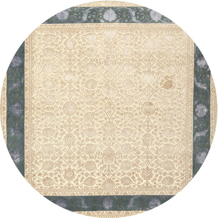 Square Machine Washable Traditional Gold Rug, wshtr2068
