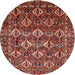 Round Traditional Orange Salmon Pink Persian Rug, tr206