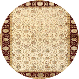 Round Traditional Brown Gold Persian Rug, tr2070