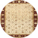 Square Machine Washable Traditional Brown Gold Rug, wshtr2070