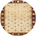 Round Traditional Brown Gold Persian Rug, tr2070