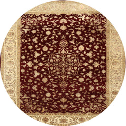 Square Machine Washable Traditional Saffron Red Rug, wshtr2071