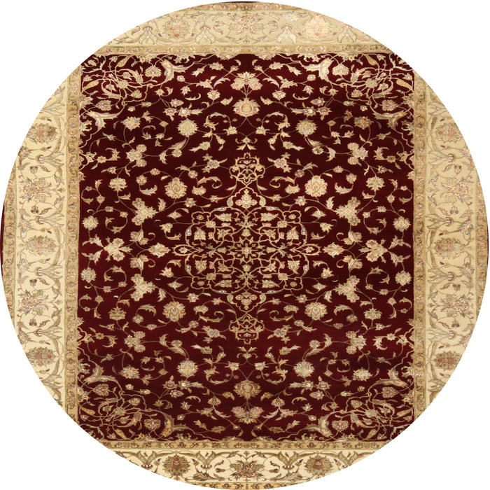 Round Traditional Saffron Red Persian Rug, tr2071