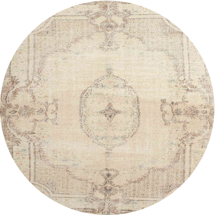 Round Traditional Navajo White Gold Persian Rug, tr2075