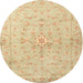 Round Traditional Brown Gold Persian Rug, tr2076