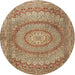 Round Traditional Saddle Brown Medallion Rug, tr2078