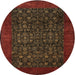 Round Traditional Dark Sienna Brown Persian Rug, tr2079