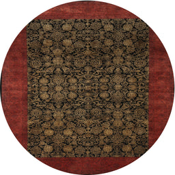 Square Machine Washable Traditional Dark Sienna Brown Rug, wshtr2079