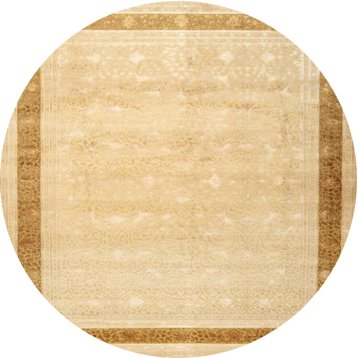 Square Machine Washable Traditional Mustard Yellow Rug, wshtr2081