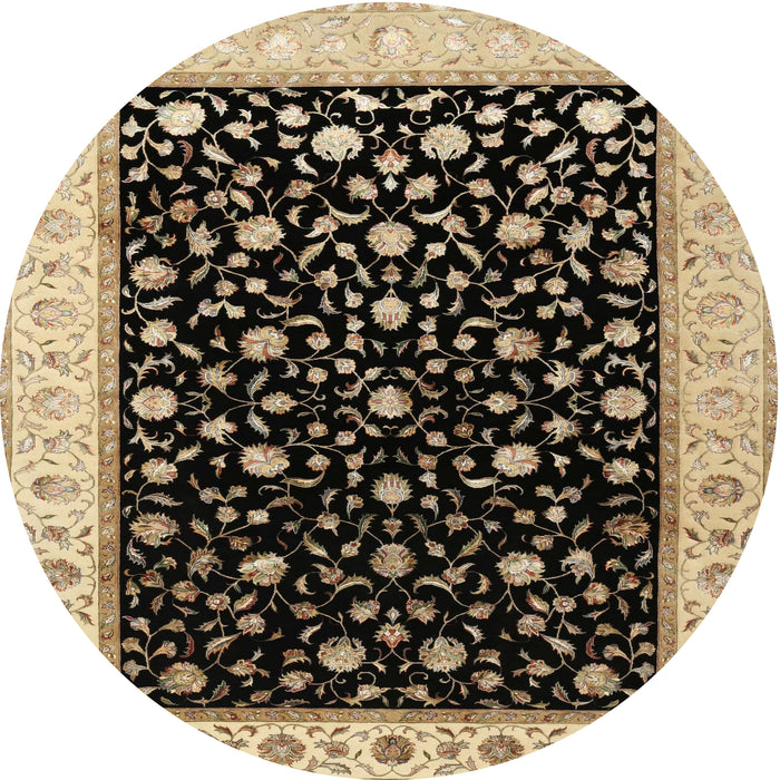 Square Machine Washable Traditional Midnight Gray Rug, wshtr2082