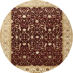 Square Machine Washable Traditional Saffron Red Rug, wshtr2084