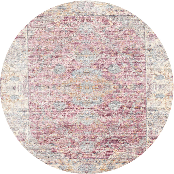 Round Traditional Pink Persian Rug, tr2086
