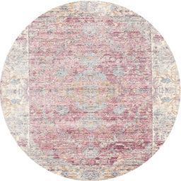 Square Machine Washable Traditional Dusty Pink Rug, wshtr2086