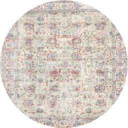 Square Machine Washable Traditional White Gold Rug, wshtr2087
