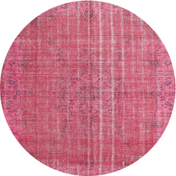 Round Traditional Raspberry Red Persian Rug, tr2093