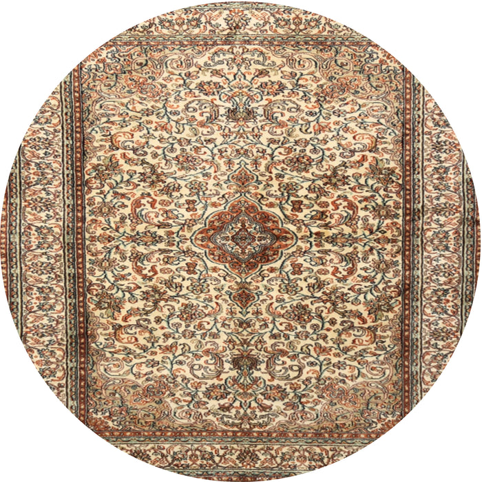 Round Traditional Sienna Brown Persian Rug, tr2095