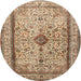 Round Traditional Sienna Brown Persian Rug, tr2095