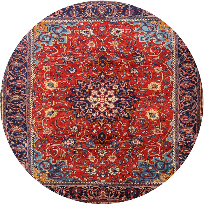 Round Traditional Dark Almond Brown Medallion Rug, tr2096