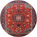 Round Traditional Dark Almond Brown Medallion Rug, tr2096