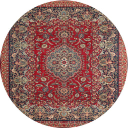 Square Machine Washable Traditional Orange Salmon Pink Rug, wshtr20