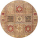 Round Traditional Sand Brown Persian Rug, tr2100