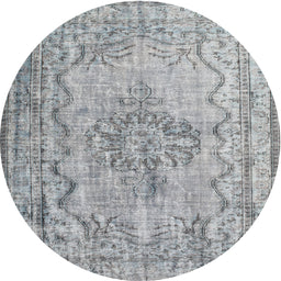 Round Traditional Platinum Gray Persian Rug, tr2103
