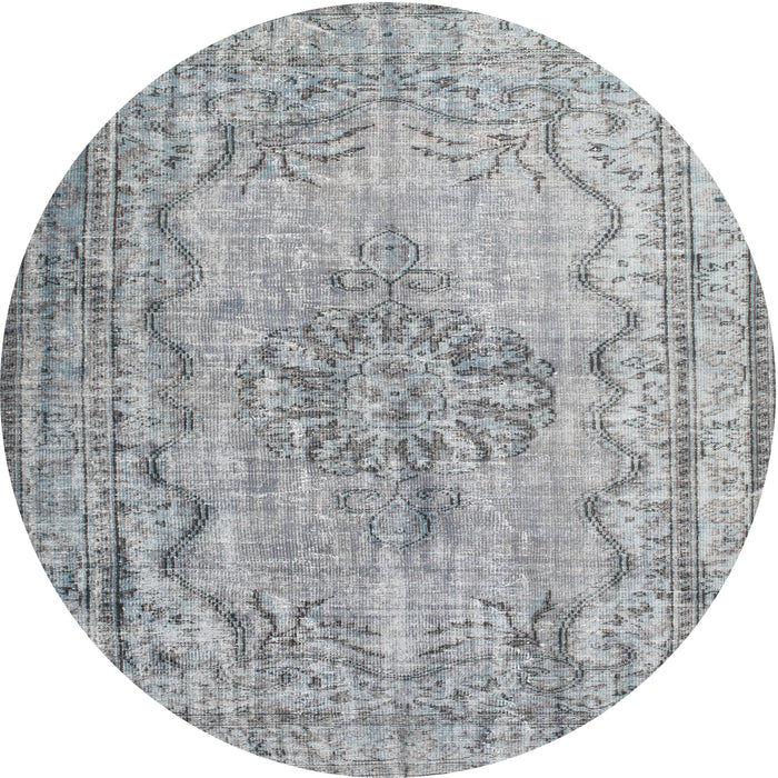 Square Machine Washable Traditional Platinum Gray Rug, wshtr2103
