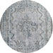 Square Machine Washable Traditional Platinum Gray Rug, wshtr2103