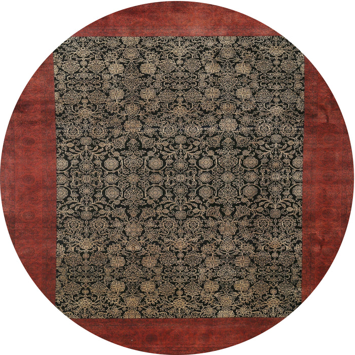 Square Machine Washable Traditional Saffron Red Rug, wshtr2105