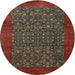 Square Machine Washable Traditional Saffron Red Rug, wshtr2105